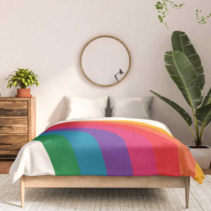 Retro Bright Rainbow - Right Side Comforter Gallery Image 3
