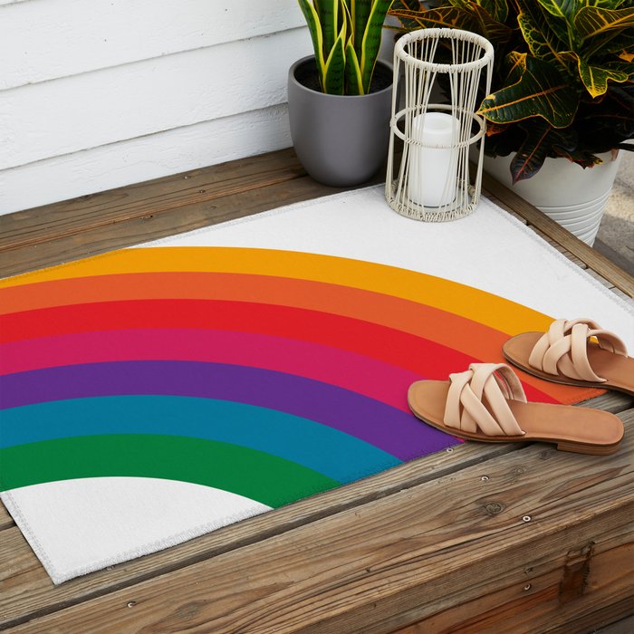 Retro Bright Rainbow - Right Side Outdoor Rug Gallery Image 2