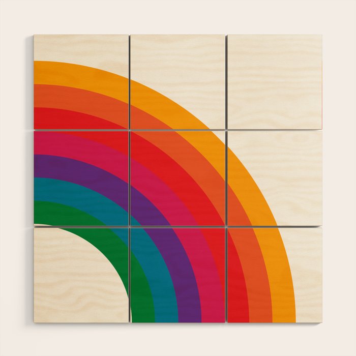 Retro Bright Rainbow - Right Side Wood Wall Art Gallery Image 1
