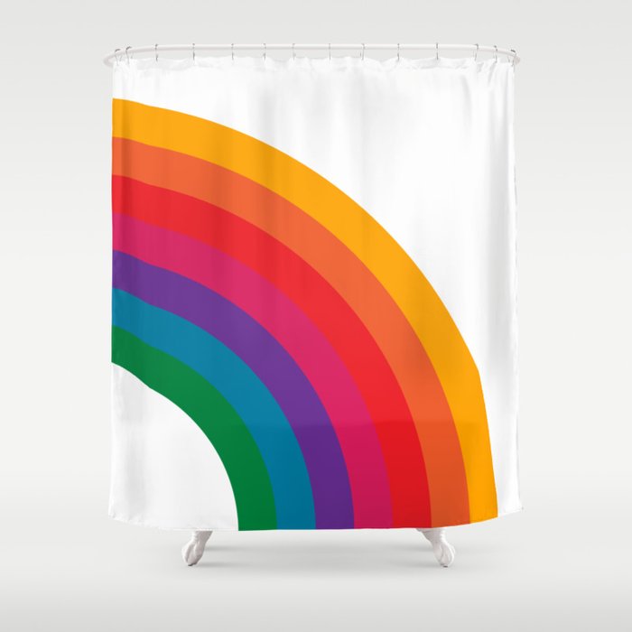 Retro Bright Rainbow - Right Side Shower Curtain Gallery Image 1