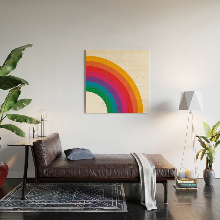 Retro Bright Rainbow - Right Side Wood Wall Art Gallery Image 2