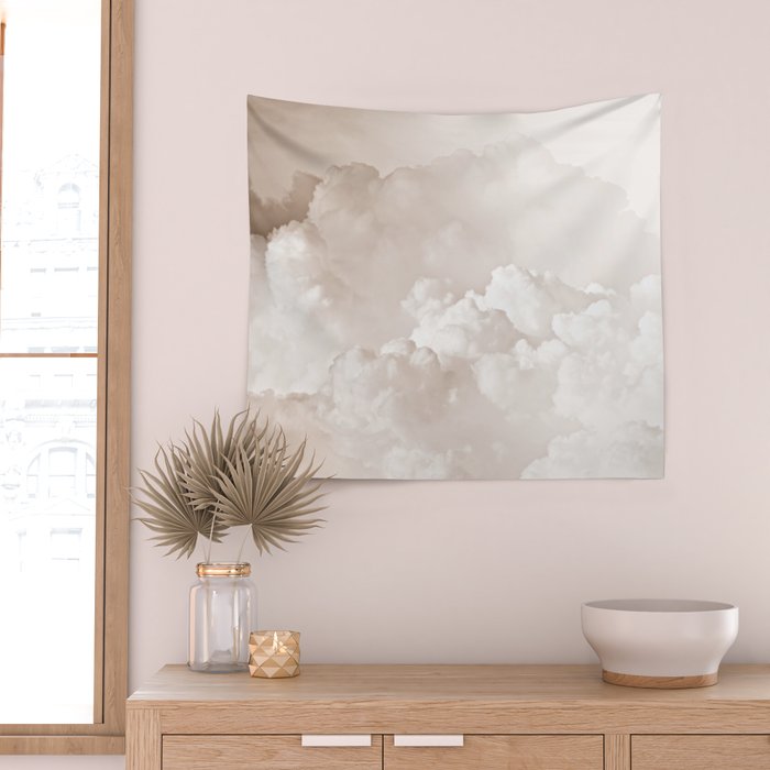COTTON CANDY CLOUDS BEIGE by Monika Strigel Wall Tapestry Gallery Image 2