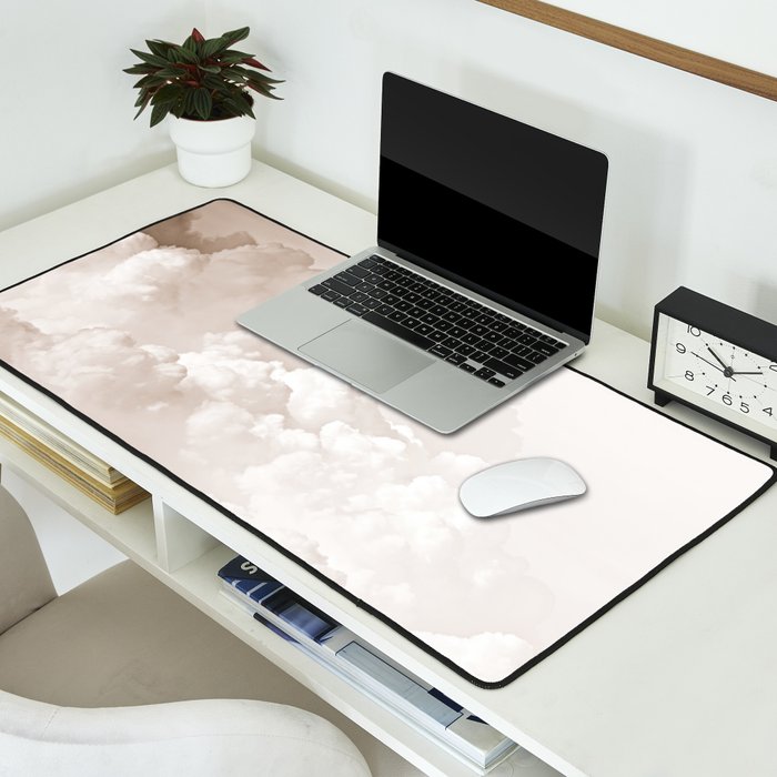 COTTON CANDY CLOUDS BEIGE by Monika Strigel Desk Mat Gallery Image 2