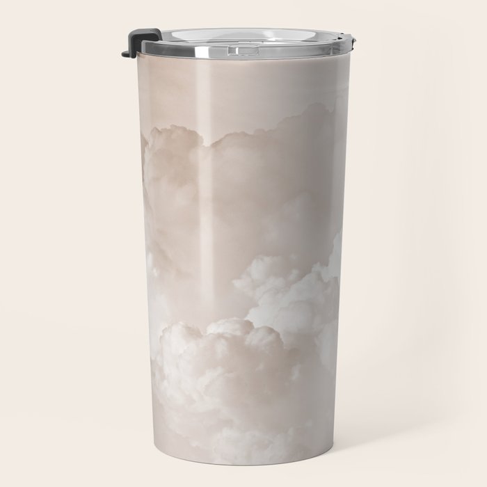 COTTON CANDY CLOUDS BEIGE by Monika Strigel Travel Mug Gallery Image 3