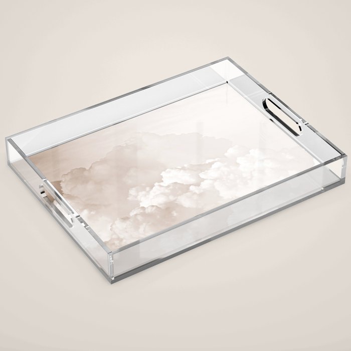COTTON CANDY CLOUDS BEIGE by Monika Strigel Acrylic Tray Gallery Image 1