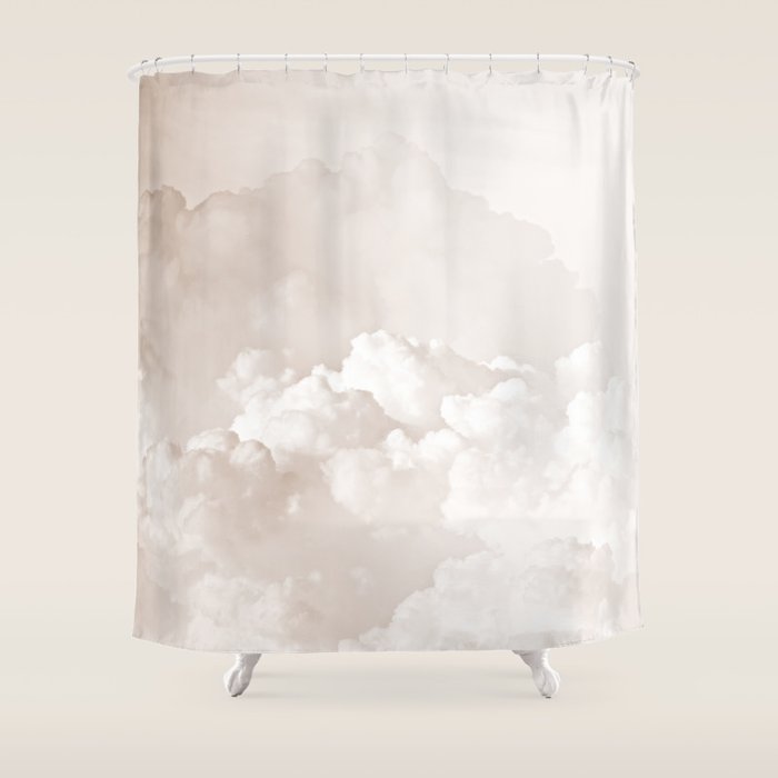 COTTON CANDY CLOUDS BEIGE by Monika Strigel Shower Curtain Gallery Image 1