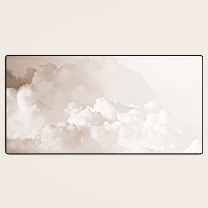 COTTON CANDY CLOUDS BEIGE by Monika Strigel Desk Mat Gallery Image 3