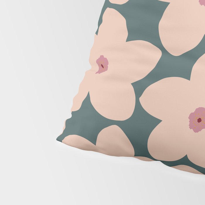 Green And Peach Retro Flower Pillow Sham Gallery Image 4