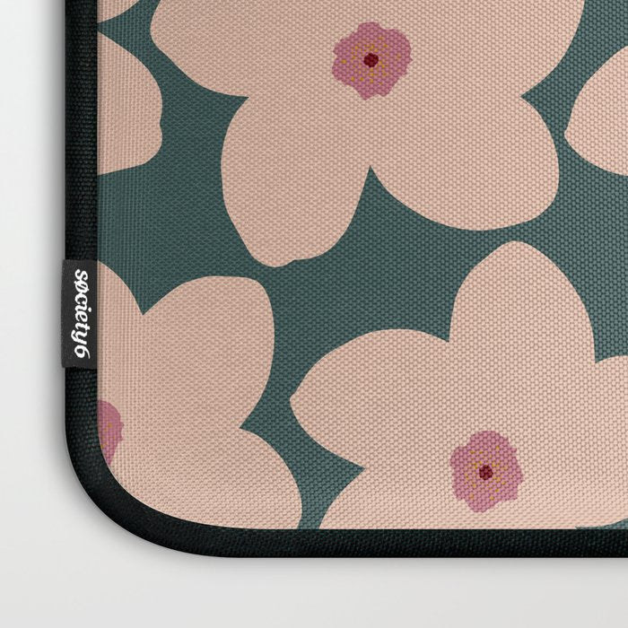Green And Peach Retro Flower Laptop Sleeve Gallery Image 3