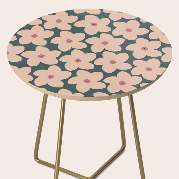 Green And Peach Retro Flower Side Table Gallery Image 2