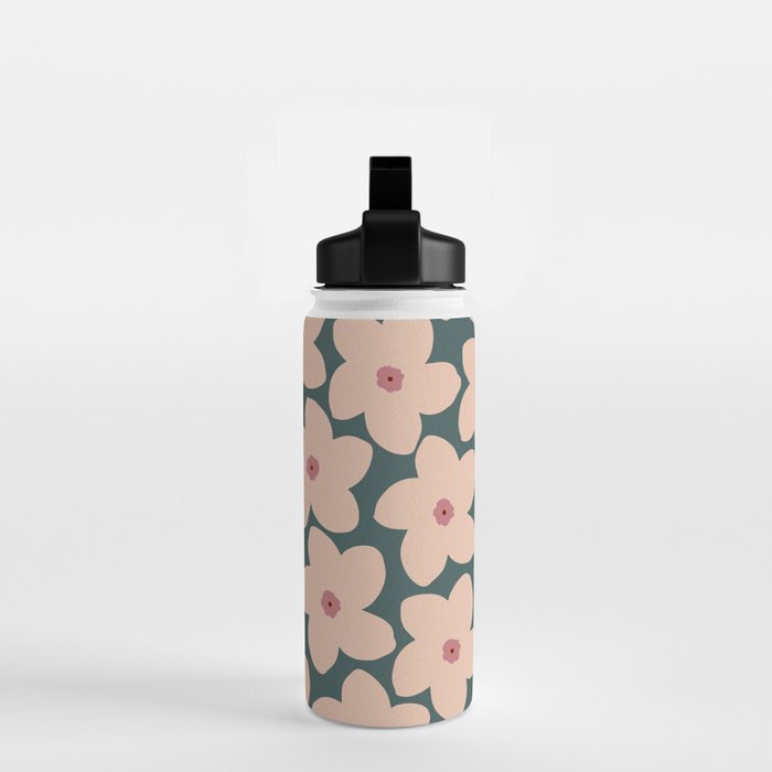 Green And Peach Retro Flower Water Bottle Gallery Image 2