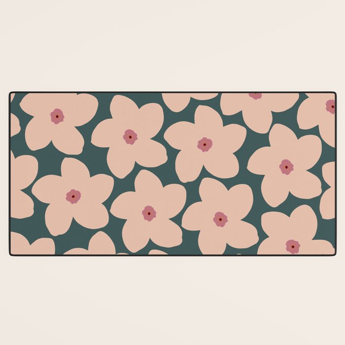 Green And Peach Retro Flower Desk Mat Gallery Image 3