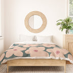 Green And Peach Retro Flower Duvet Cover Gallery Image 3
