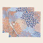 Modern, Floral Prints, Orange and Blue Placemat Gallery Image 1