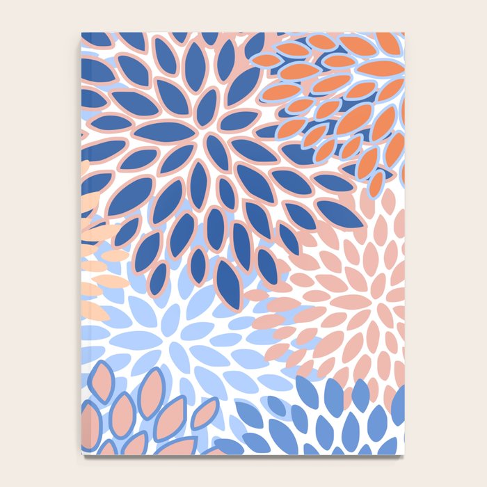 Modern, Floral Prints, Orange and Blue Notebook Gallery Image 4