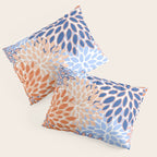 Modern, Floral Prints, Orange and Blue Pillow Sham Gallery Image 3