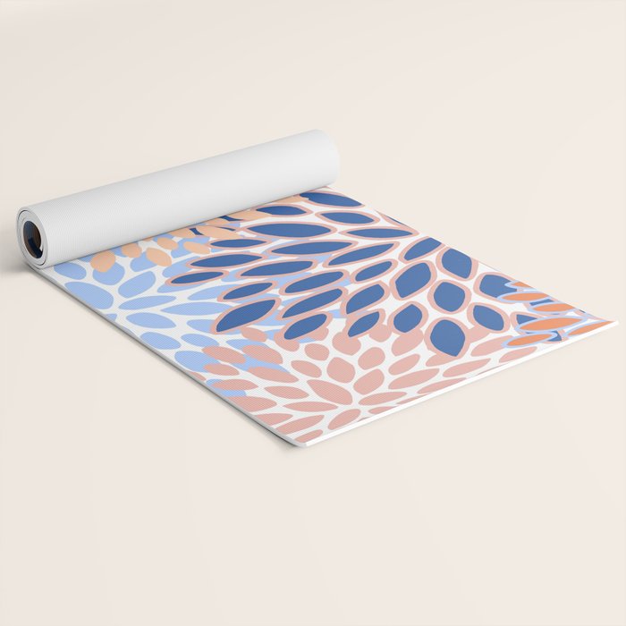 Modern, Floral Prints, Orange and Blue Yoga Mat Gallery Image 2
