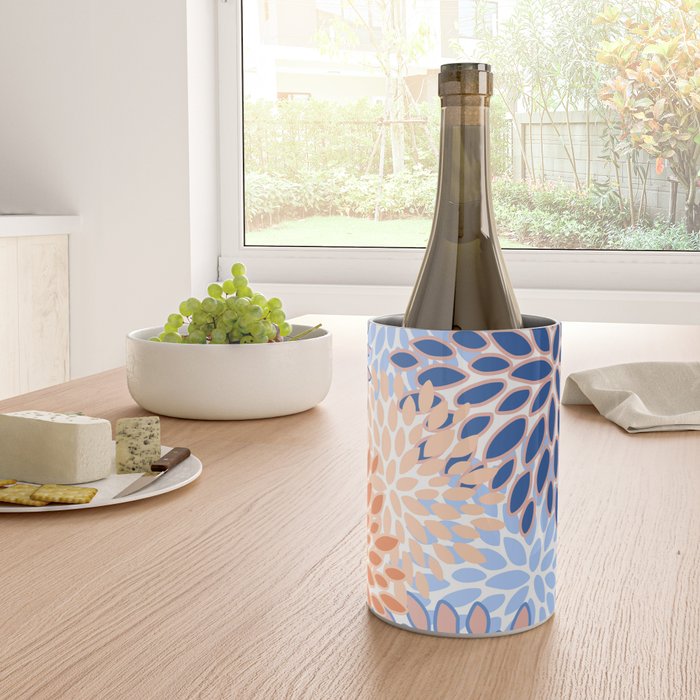 Modern, Floral Prints, Orange and Blue Wine Chiller Gallery Image 4