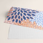 Modern, Floral Prints, Orange and Blue Wrapping Paper Gallery Image 2