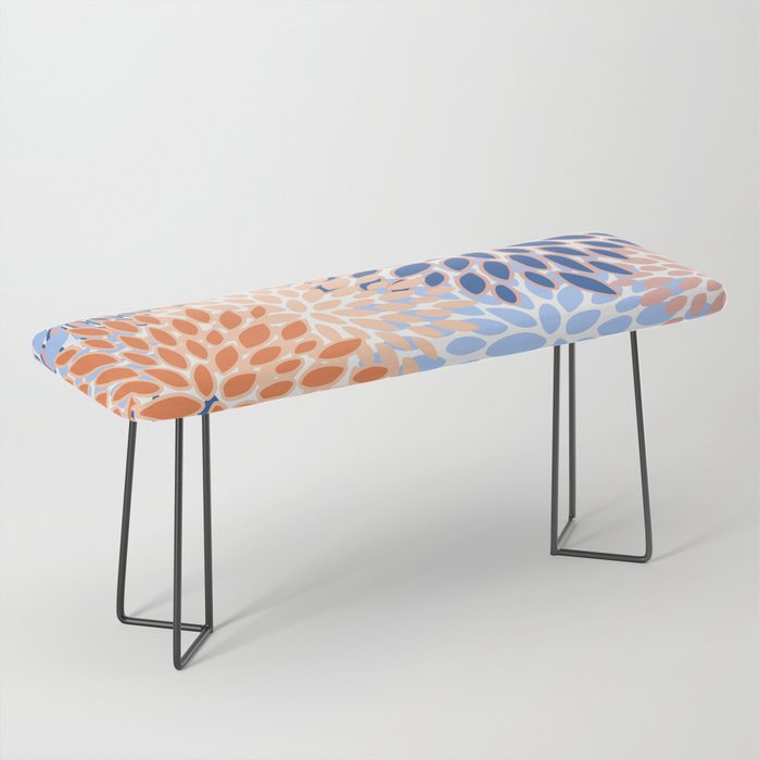 Modern, Floral Prints, Orange and Blue Bench Gallery Image 1