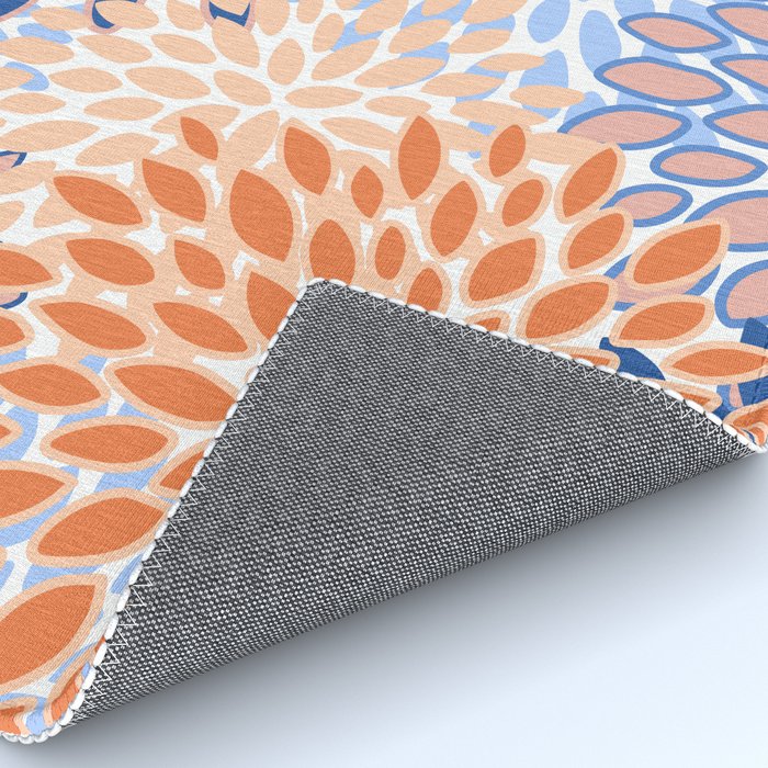 Modern, Floral Prints, Orange and Blue Rug Gallery Image 4