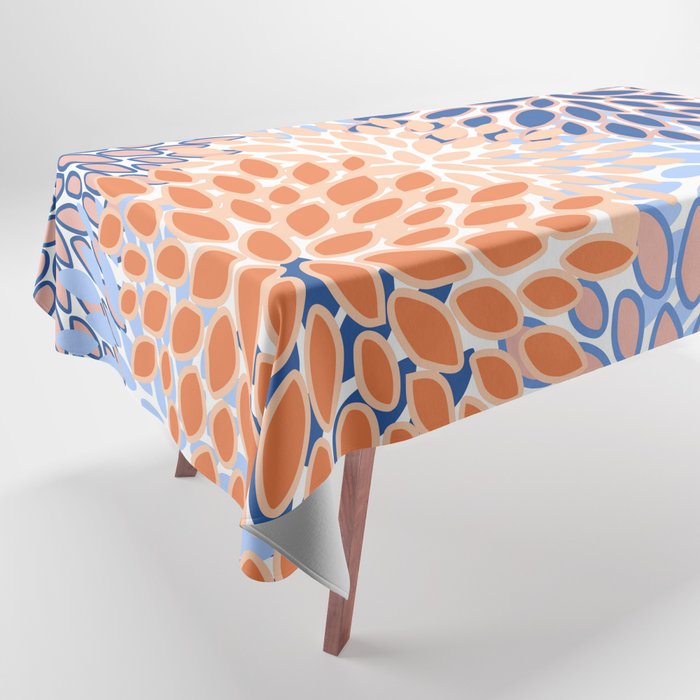 Modern, Floral Prints, Orange and Blue Tablecloth Gallery Image 1