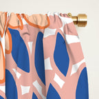 Modern, Floral Prints, Orange and Blue Window Curtain Gallery Image 2