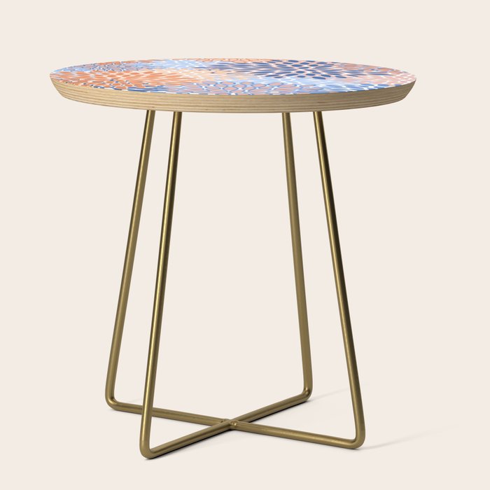 Modern, Floral Prints, Orange and Blue Side Table Gallery Image 1