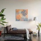 Modern, Floral Prints, Orange and Blue Wood Wall Art Gallery Image 2