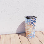 Modern, Floral Prints, Orange and Blue Travel Mug Gallery Image 4