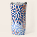 Modern, Floral Prints, Orange and Blue Travel Mug Gallery Image 2