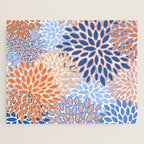 Modern, Floral Prints, Orange and Blue Jigsaw Puzzle Gallery Image 1