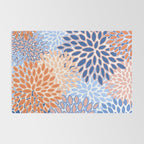 Modern, Floral Prints, Orange and Blue Rug Gallery Image 2