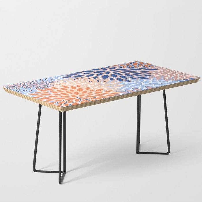 Modern, Floral Prints, Orange and Blue Coffee Table Gallery Image 1