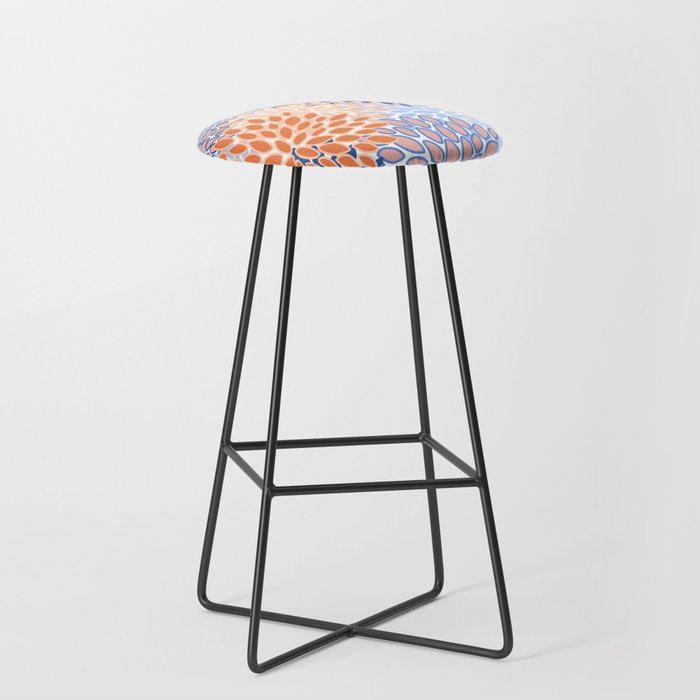 Modern, Floral Prints, Orange and Blue Stool Gallery Image 1