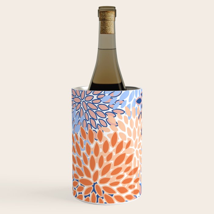 Modern, Floral Prints, Orange and Blue Wine Chiller Gallery Image 2