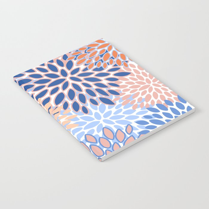 Modern, Floral Prints, Orange and Blue Notebook Gallery Image 2