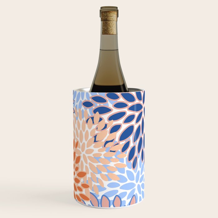 Modern, Floral Prints, Orange and Blue Wine Chiller Gallery Image 1