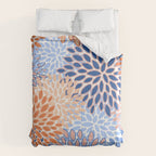 Modern, Floral Prints, Orange and Blue Comforter Gallery Image 6