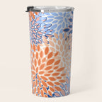 Modern, Floral Prints, Orange and Blue Travel Mug Gallery Image 3