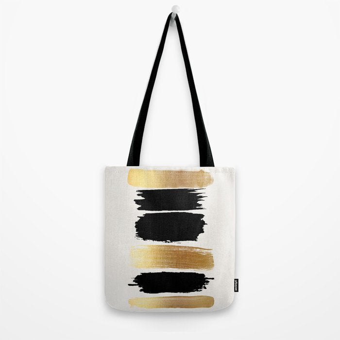 Brush Strokes (Black/Gold) Tote Bag Gallery Image 2
