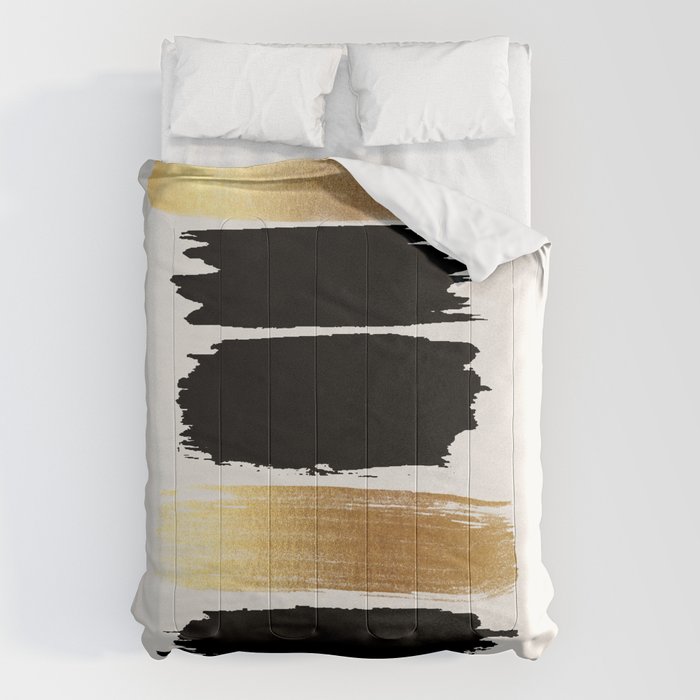 Brush Strokes (Black/Gold) Comforter Gallery Image 6
