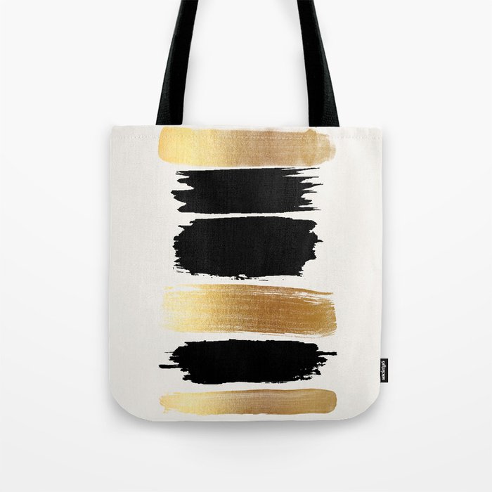 Brush Strokes (Black/Gold) Tote Bag Gallery Image 1