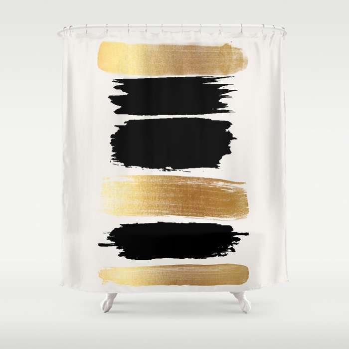 Brush Strokes (Black/Gold) Shower Curtain Gallery Image 1
