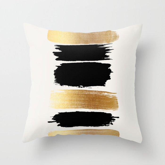 Brush Strokes (Black/Gold) Throw Pillow Gallery Image 6