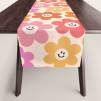 Retro Smiley Flowers Pattern Table Runner Gallery Image 1