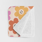 Retro Smiley Flowers Pattern Throw Blanket Gallery Image 3