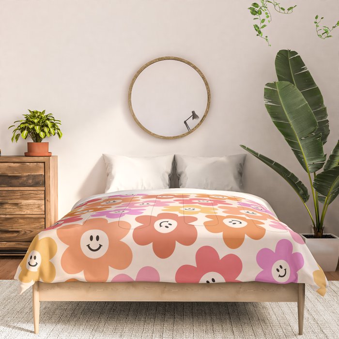 Retro Smiley Flowers Pattern Comforter Gallery Image 3