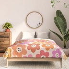 Retro Smiley Flowers Pattern Comforter Gallery Image 3