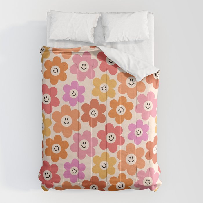 Retro Smiley Flowers Pattern Comforter Gallery Image 6